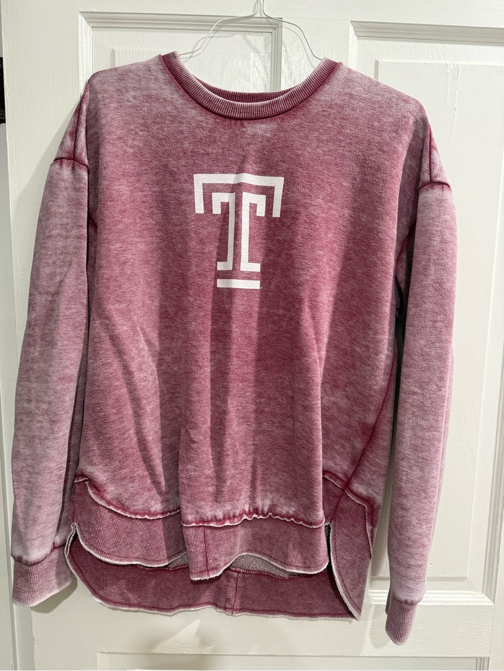 Temple University Red Washed Crewneck Sweater